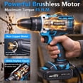 thumbnail image 5 of Kisportee Cordless Drill, 21V Power Drill Set with 2x2.0 Batteries, 3/8"Keyless 25+3 Position Electric Drill Tool Kit Storage Organizer with 2-Speed & LED Light for Men (Blue), 5 of 10