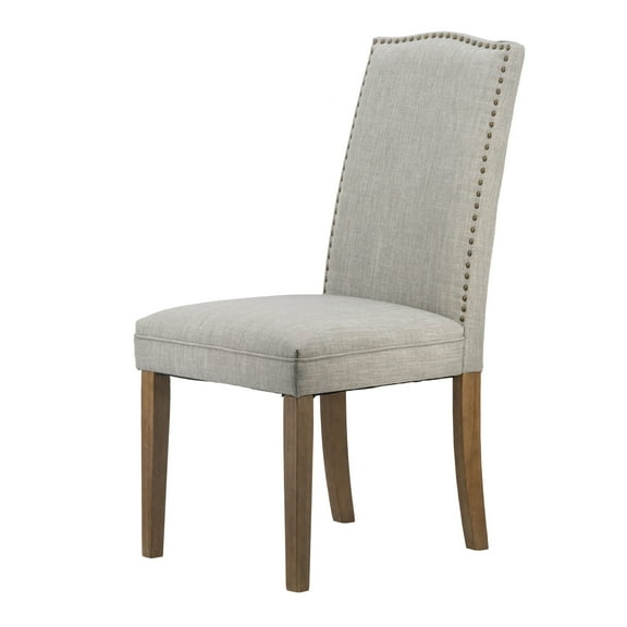 A and B Home A&B Home Set of 2 Armless Studded Back Parson Chairs Grey Grey Finish