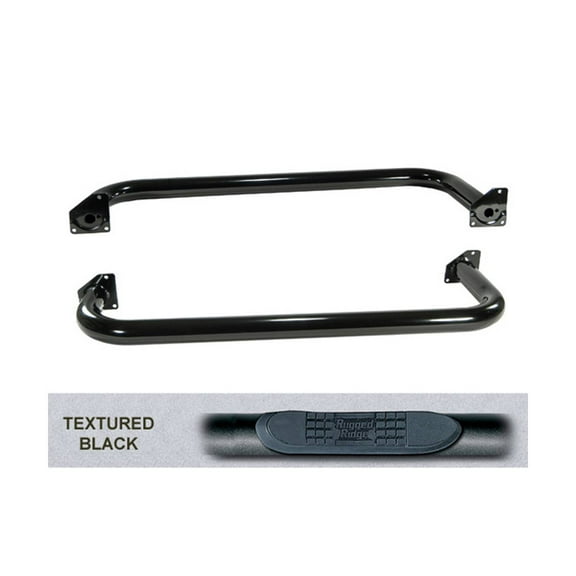 Rugged Ridge by RealTruck 3" Tube Side Steps for Wrangler TJ | Textured Black, Round | 11591.04 | Compatible with 1997-2006 Jeep Wrangler TJ