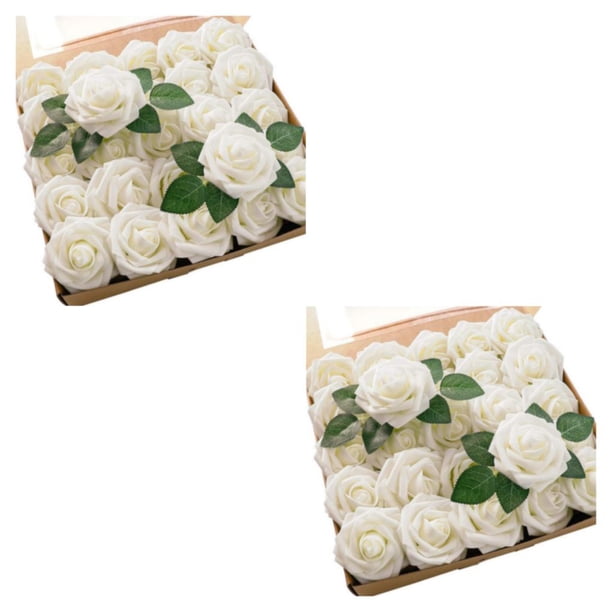 Ramo de rosas artificiales Yuarrent decoración flores artificiales 2Conjunto blanco