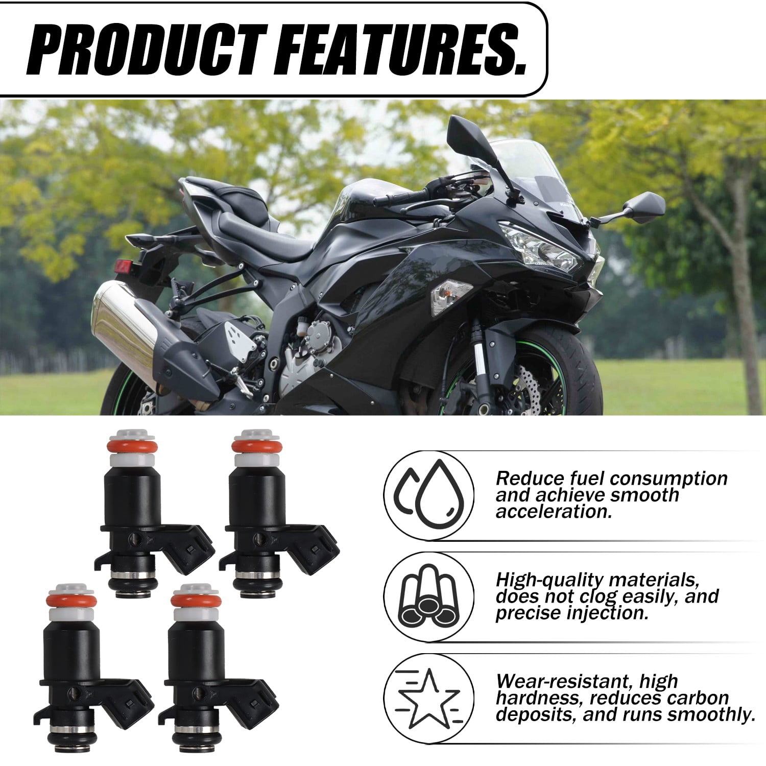 4x Fuel Injectors Fit for 2005-06 Kawasaki Ninja ZX-6R 2005-06 ZX-6RR 49033-0009