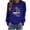 Blue, variant on Homenesgenics Womens Tops Tops Print Round Neck Sweater Loose Blouse Hoodless Sweatshirt Womens Clothes under $8