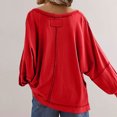 thumbnail image 5 of UVEASISHA Womens Baggy T Shirts Long Sleeve V Neck Sweatshirts Dressy Casual Loose Fit Solid Color Pullover Tops Fashion Tshirts for Women 2025 Fall Outfit Back to College Sale,Red,L, 5 of 8