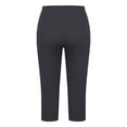 thumbnail image 5 of Women Capri Pants Plus Size Stretch Knee Length Leggings Ribbed Elastic Waist Casual Summer Pull On Capris Gray 4XL, 5 of 7
