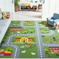 thumbnail image 2 of SAFAVIEH Kids Playhouse Ranch Crossroads Machine Washable Area Rug, Dark Green/Light Grey, 7'9" x 10', 2 of 9