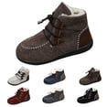 thumbnail image 2 of XIMIN Women's Slip on Short Boots Plush Lining Flat-Bottom Walking Comfy Ankle Boots Round Toe Drawstring Lace-Up Booties Non-Slip Outdoor Warm Snow Boots, 2 of 8