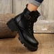 thumbnail image 5 of NECHOLOGY Botas Mujer Adulto Femenino Zapatos Botines para mujer Botas Mujer/Invierno Botas De Moto Estilo Británico Suela Gruesa Hebilla De Cinturón Botas Retro Botas Grandes (Black, 8), 5 of 7