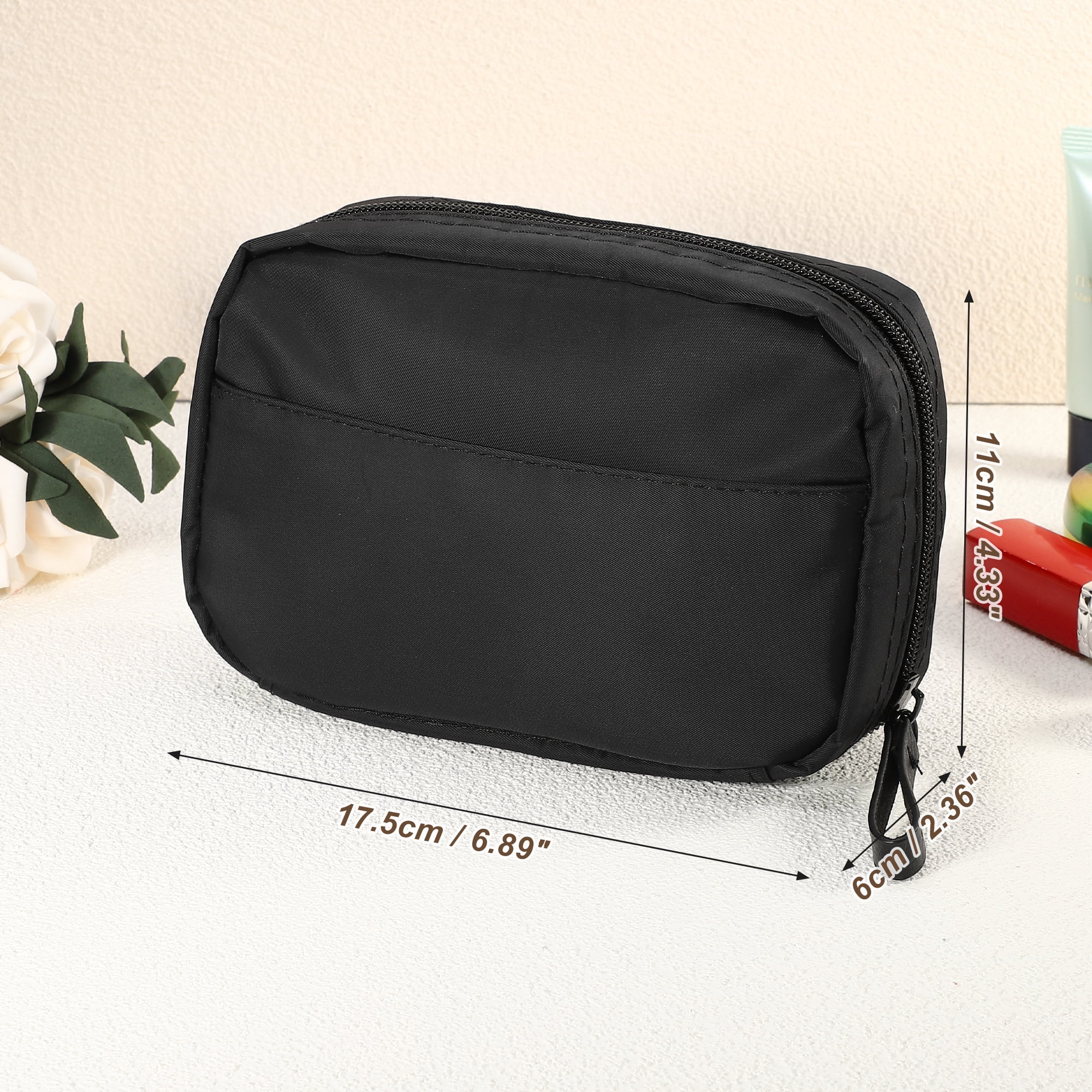 Unique Bargains Women Portable Cosmetic Bag Large Capacity Makeup Pouch Black