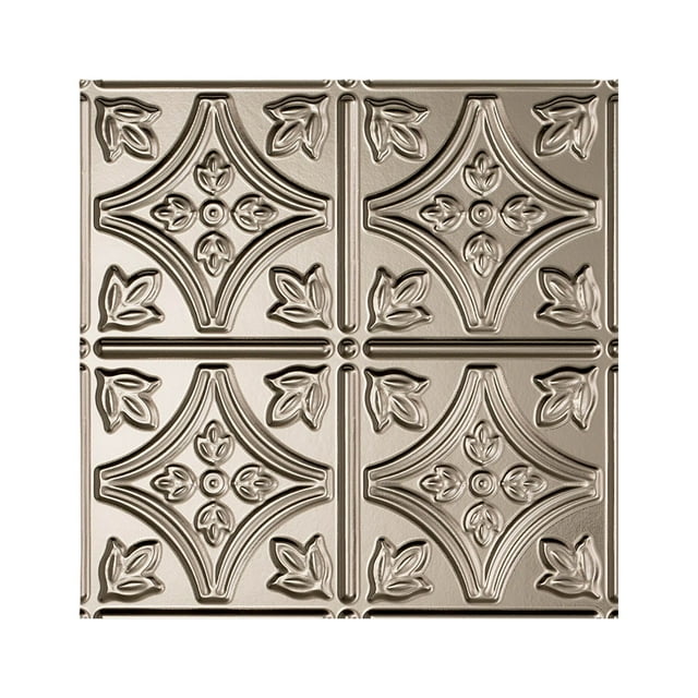 Fasade Easy Installation Traditional 1 Brushed Nickel Glue Up Ceiling Tile/ Ceiling Panel (12" X 12" Sample)