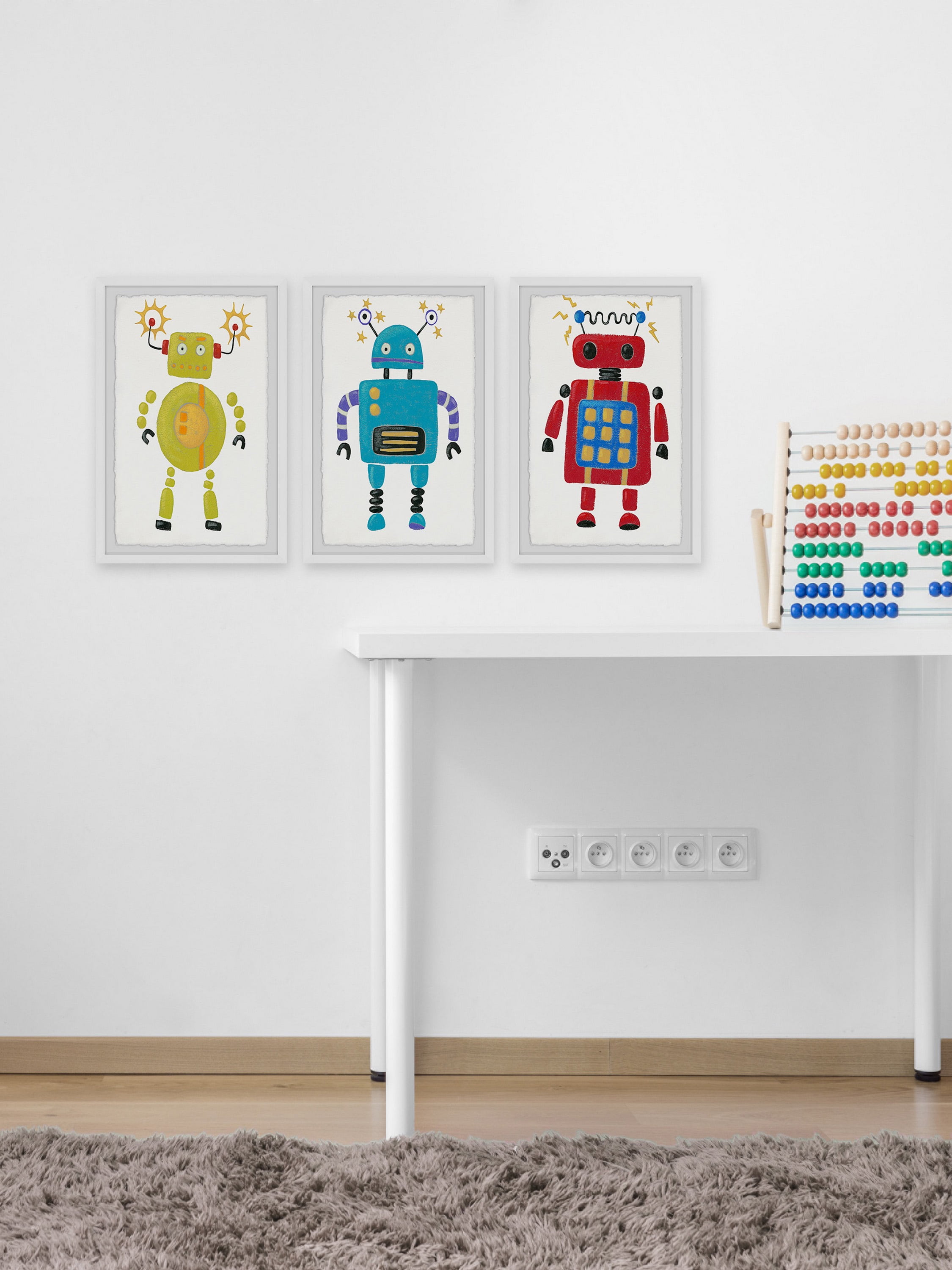 Marmont Hill Electric Robots Triptych, Art Prints, 36.00" x 1.50"