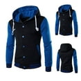 thumbnail image 4 of Hommes Manteau Veste Outwear Pull Hiver Slim Sweat à Capuche Chaud Sweat-Shirt BU/M, 4 of 6