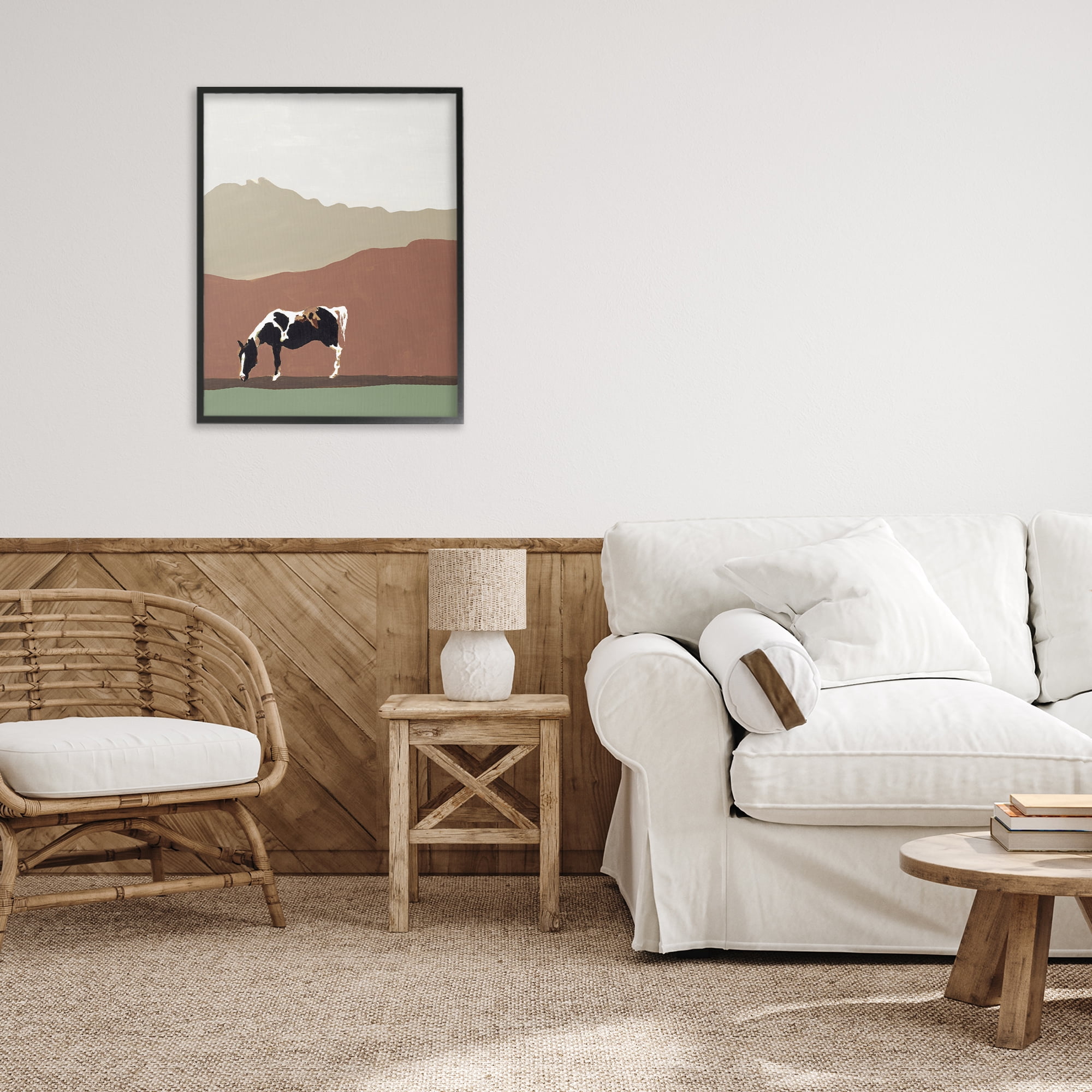 Stupell Industries Modern Mountains Horse Black Framed Giclee Art, design by Patricia Pinto