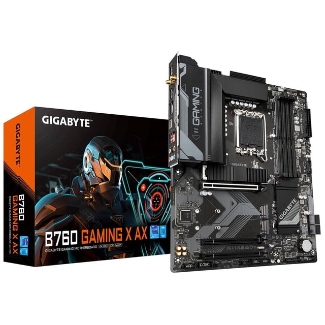 Tarjeta Madre GIGABYTE B760 GAMING X AX LGA 1700 4x DDR5 2x M.2 PCIe 4.0 USB-C WIFI 6E BT 5.3 ATX negro