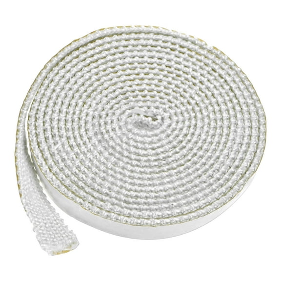 Uxcell Wood Stove Gasket, 3/5" x 118.1" Wide Fiberglass Seal Rope for with Adhesive Backing Fireplace Door/Wood Stoves [White]
