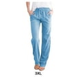 thumbnail image 4 of Minnieouse Pantalón de lino de algodón cómodo y vanguardista para un estilo versátil pantalones largos de estar por casa azul claro Prendas para la parte inferior del cuerpo azul claro 3XL, 4 of 6