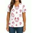 thumbnail image 2 of WonderWiz Christmas Scrub Tops Women Plus Size Scrub Shirt Nurse Uniforms Xmas Print Tunic Tops with Pockets Vermilion XXL, 2 of 5