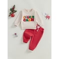 thumbnail image 3 of Michellecmm  Christmas Boys Pants Set, Embroidery Letters Sweatshirt Pants, 3 of 9