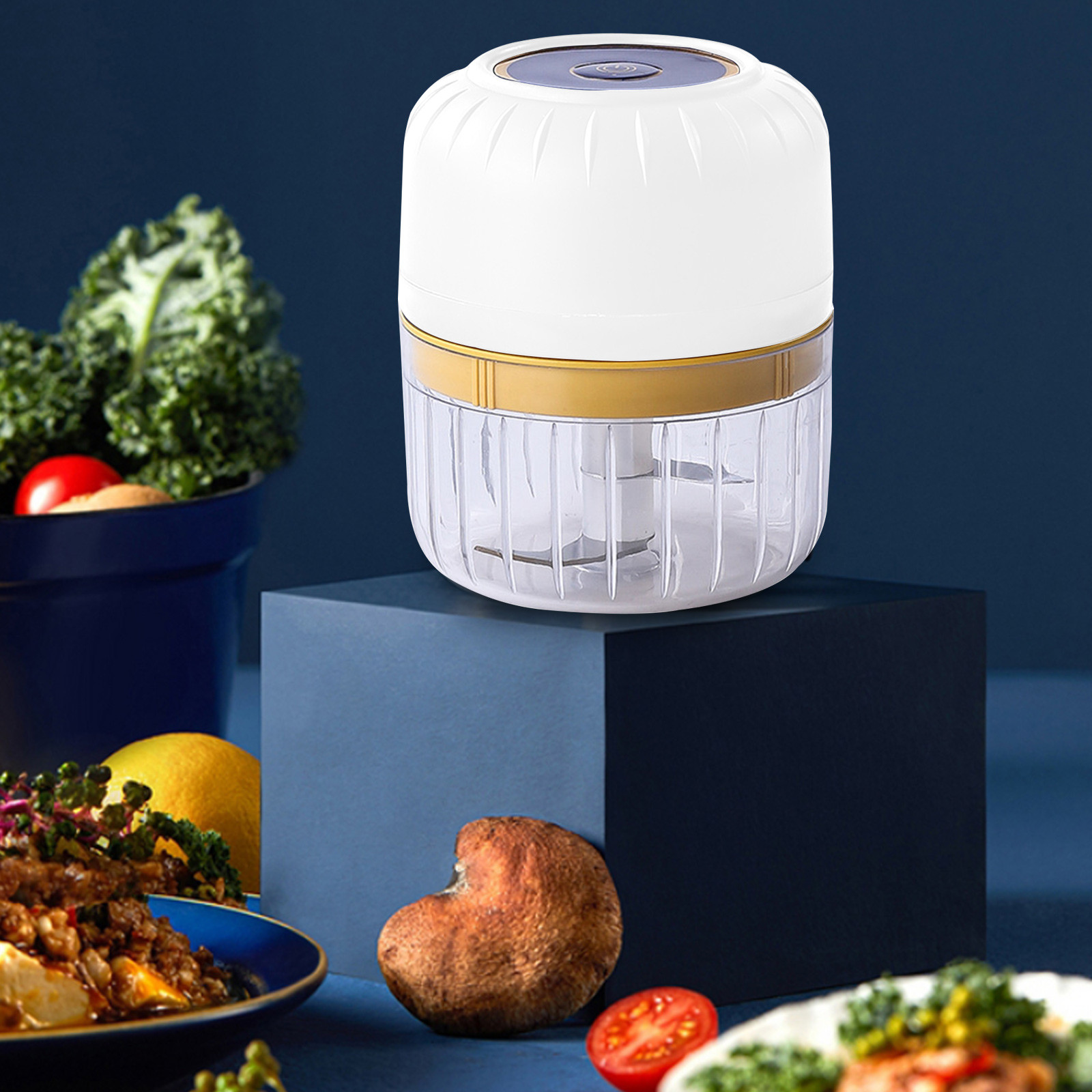 Mini Hachoir Manuel 200ml - Pour Hacher Oignons, Ail Et Légumes En 5 Secondes - Sans BPA