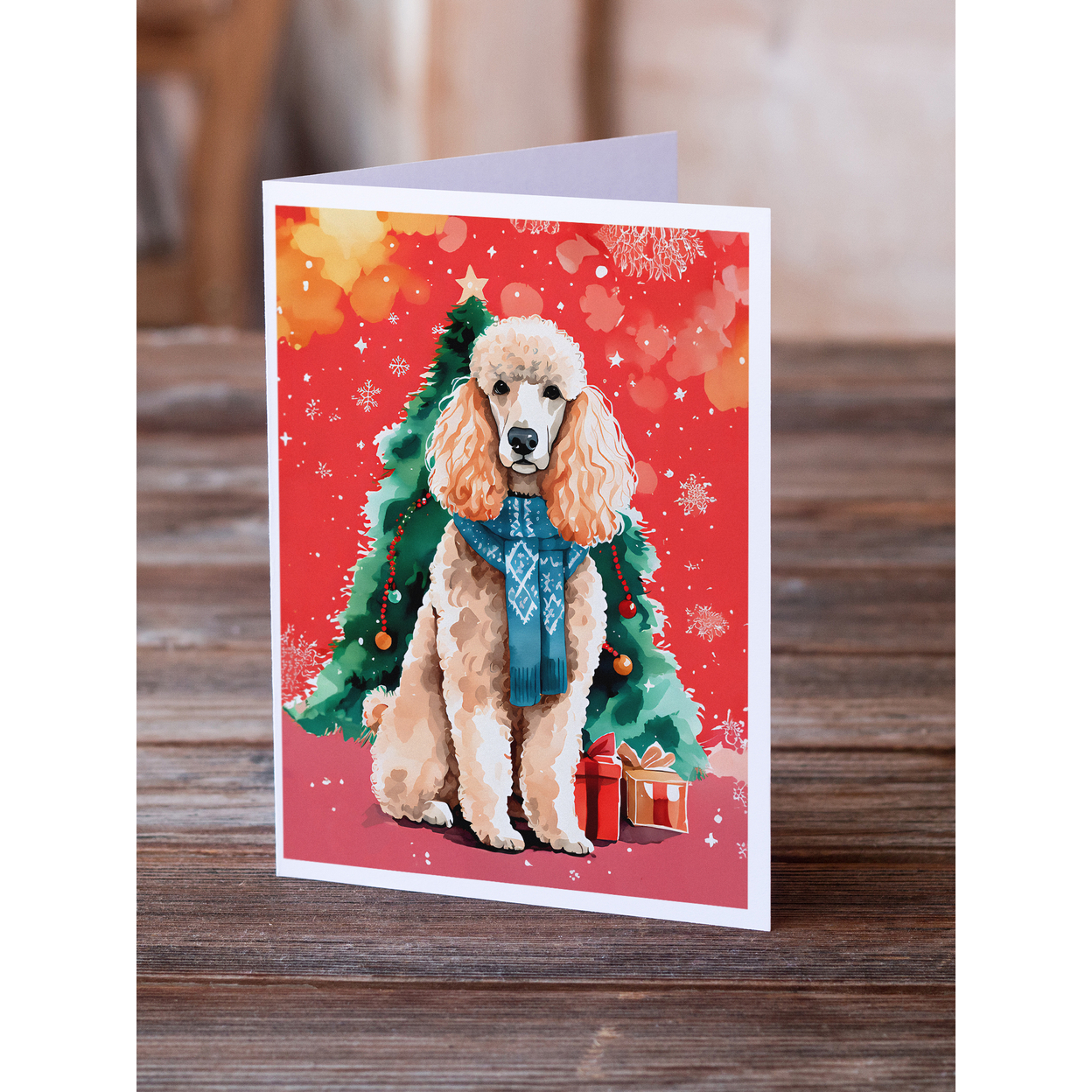 Poodle Christmas Greeting Cards Pack of 8 7 in x 5 in