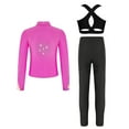 thumbnail image 3 of Alvivi Kids Girls Ice Skating Sport Outfit Long Sleeve Jacket +Tank Top + Pants Training Clothes Set Black&Hot Pink 6, 3 of 6