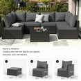 thumbnail image 3 of Phonjoroo Patio Furniture Set 7 Pieces Outdoor  Wicker Sectional Furniture Sofa Conversation Sets with Cushions All Weather Outside Patio Seating, 3 of 7