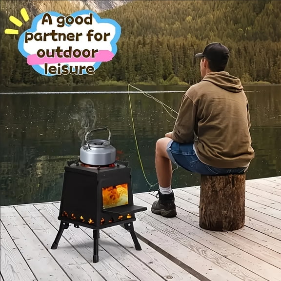 Portable Heavy-Duty Cast Iron Wood Burning Camp Stove