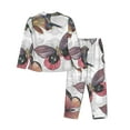 thumbnail image 2 of Junzan Vintage Butterflies Print Womens Pajama Sets,Long Sleeve Button Down For Women Pjs 2 Piece, 2 of 9