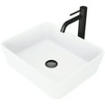 thumbnail image 2 of VIGO Matte Stone Marigold Composite Rectangular Vessel Bathroom Sink in White with Faucet in Matte Black and Pop-Up Drain, 2 of 10