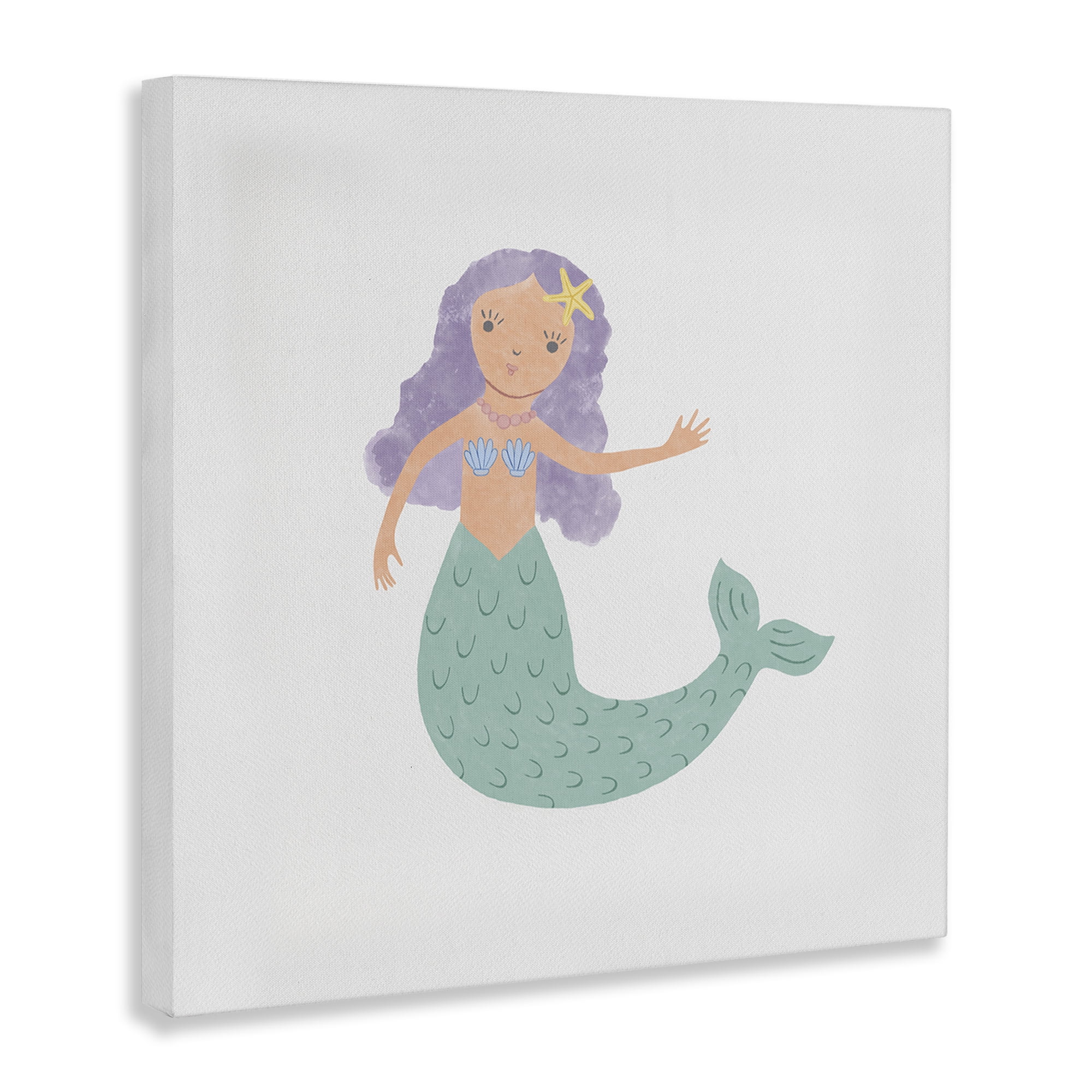 Stupell Industries Purple Hair Mermaid Fantasy & Sci-Fi Painting Wrapped Canvas Art Print Wall Art, 17 x 17