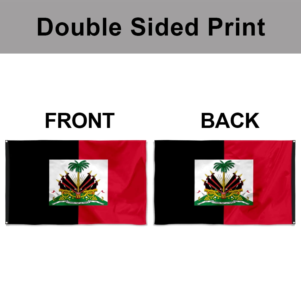 Dutern Double Sided Haiti 1964-1986 , Based on Image of Haiti Flag Banner 3 Ply with Brass Grommets 3x5 Feet
