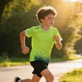 thumbnail image 3 of Adarl Boys Athletic Shorts Set 2 Piece Quick Dry Short Sleeve T-Shirt and Mesh Shorts Soccer Set for Running, Basketball, Football, Tennis, 3 of 8