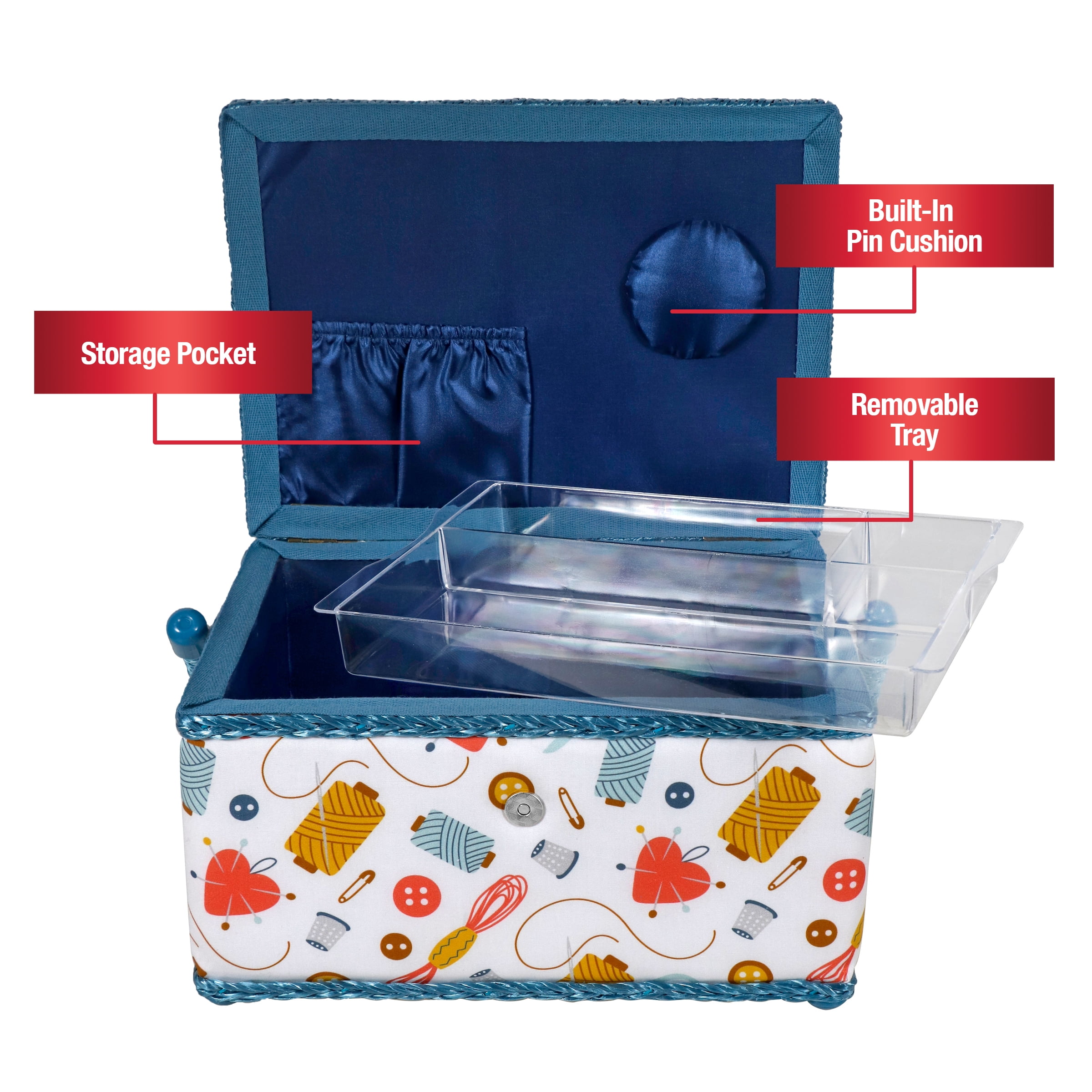 SINGER Large Sewing Basket in Sewing Accessories Print, Mult