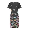 thumbnail image 4 of Babysbule Womens Summer Dresses Fashion Women Summer Printing Causal V-Neck Button Short Sleeve Vacation Pockets Dress, 4 of 5