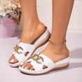 thumbnail image 2 of Dakaela Low Wedges Sandals for Women Comfortable Summer Slip on Slides with Arch Support Open Toe Beach Walking Slippers Shoes Size 6-10 White, 2 of 7