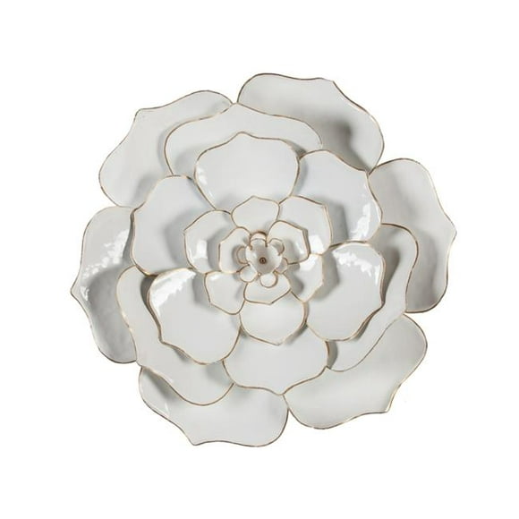 LuxenHome White and Gold Flower Metal Wall Decor