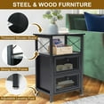 thumbnail image 3 of Toocust Black Steel & Wooden Small Table with Drawers, 16" L x 12" W x 24" H, End Table with Storage, 2 Drawers End Table, Nightstands with Two Drawers, 3 of 6