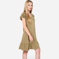 thumbnail image 7 of Women's Ruffle Sleeve V-Neck Dress with Tiered Hem and Relaxed Fit - X Large, Khaki, 7 of 7