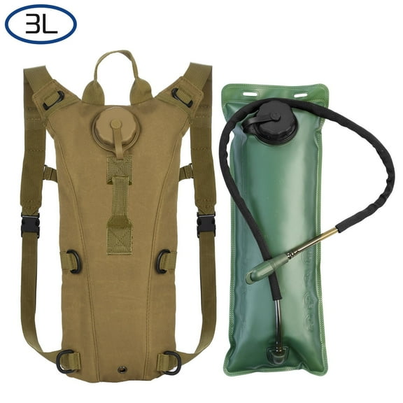 TeqHome Hydration Bladder 3 Liter Water Backpack for Hiking Camping Outdoor Khahi