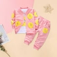 thumbnail image 4 of Otqutp Cute Clothes Set for Toddler Girls Long Sleeve Fashion Flower Print T Shirt Top Long Pants Coat Set Three Pieces Outfits Set for 0 To 5 Years(Pink-1,12-18 Months), 4 of 4