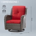 thumbnail image 2 of MeetLeisure 1 Pieces Outdoor Patio Furniture Wicker Swivel Chair with Cushions for Backyard, Red, 2 of 7