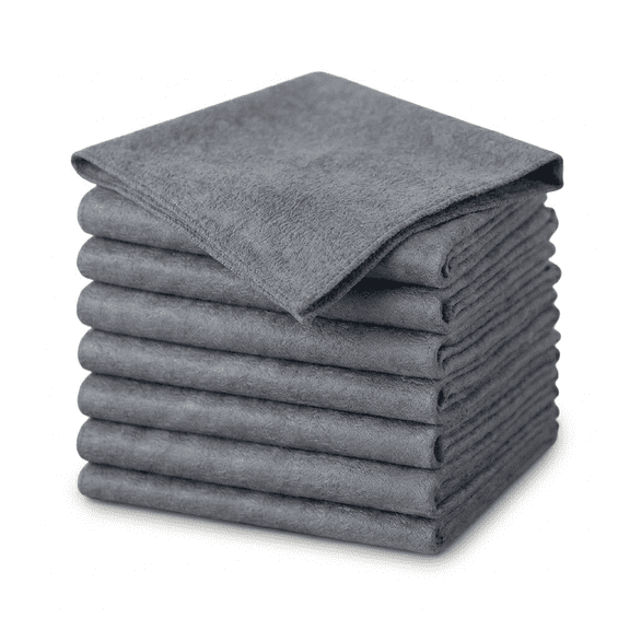 ROSEXIXI 8 Pack Microfiber Cleaning Cloths Thick Glass Towel Lint Free 8x10 Inch Gray for Home Car