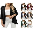 thumbnail image 7 of FNNMNNR Women‘s Casual Lightweight Open Front Cardigans Soft Draped Ruffles 3/4 Sleeve Cardigan S-XL, 7 of 7
