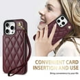 thumbnail image 6 of Wallet Cover for iPhone 16 Pro, with Wrist Strap Card Holder Magnetic Snap Back PU Leather Credit Card Slots Stand Classic Phone Case Cover for iPhone 16 Pro, Winered, 6 of 8