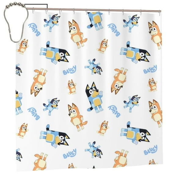 Saiise Bluey Print Shower Curtain for Bathroom,Shower Curtain Set with Hooks for Home, Bathroom Decor Waterproof Fabric,72x72