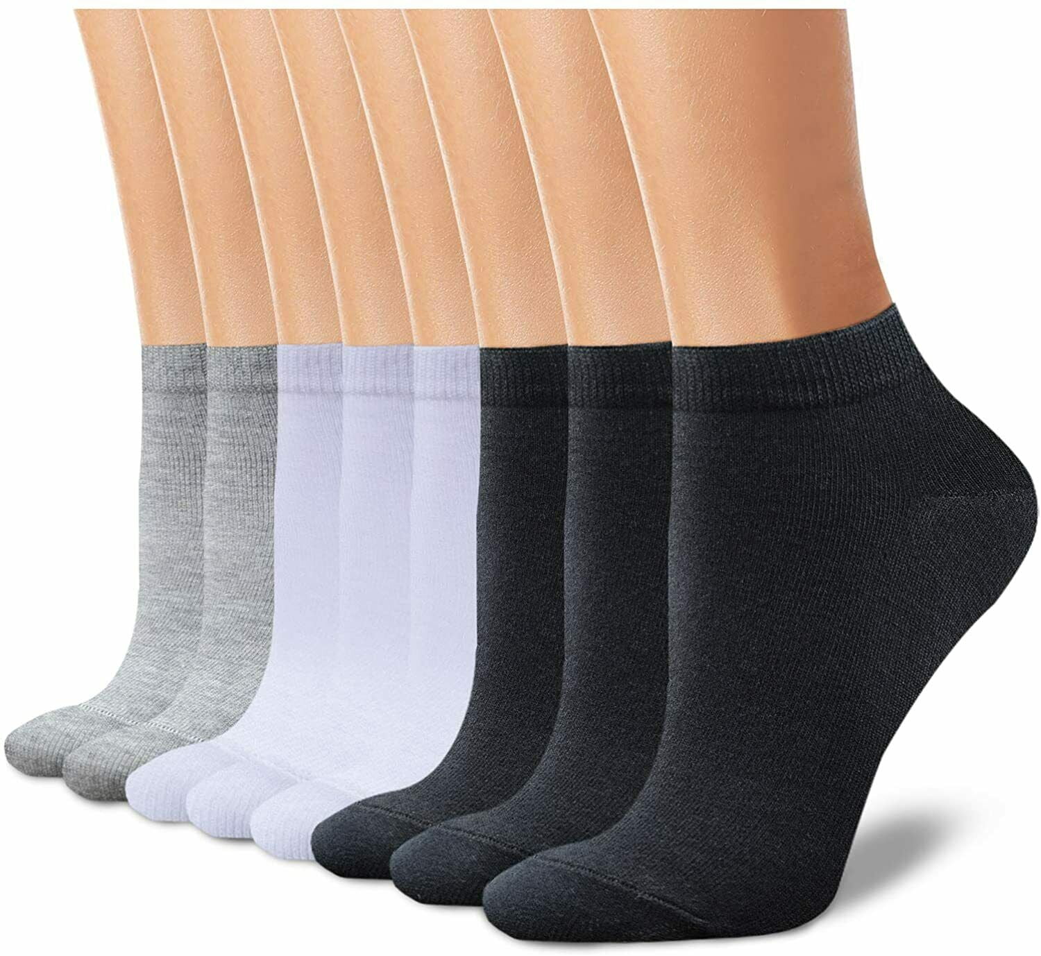 Women 6-12 Pairs Assorted Styles Low Cut Quarter Ankle Socks Cotton Size 9-11