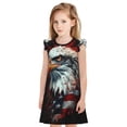 thumbnail image 1 of Fotbe USA Bald Eagle Vestido de Dormir para Niñas de 3 a 10 Años, Mangas Cortas, Estilo Princesa, Pijama Camisón con Mangas Voladas-X-Large, 1 of 6
