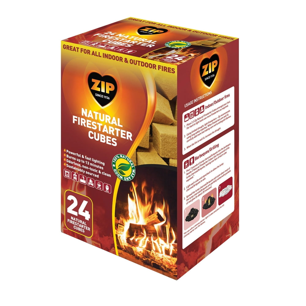 Zip Fire Starters Natural Firestarter Cubes, 24 Cube Pack