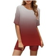 thumbnail image 2 of LEBONYARD Womens Summer Shorts Plus Size,Women's Shorts in Soft Fabrics,,Women Fashion Round Neck Blouse Short Sleeve Tops Shorts Casual Suit Sets, 2 of 3