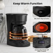 Auseo 5-Cup Drip Coffee Maker, Programmable, Timing Function, 0.75L Glass Carafe, 2-Hours Keep Warm Function, Safety Features