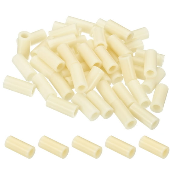 Uxcell 5.2mm ID x 9mm OD x 20mm L Round Spacers Washers, 50 Pack ABS Plastic Standoff Gaskets for M5 Screws, Beige